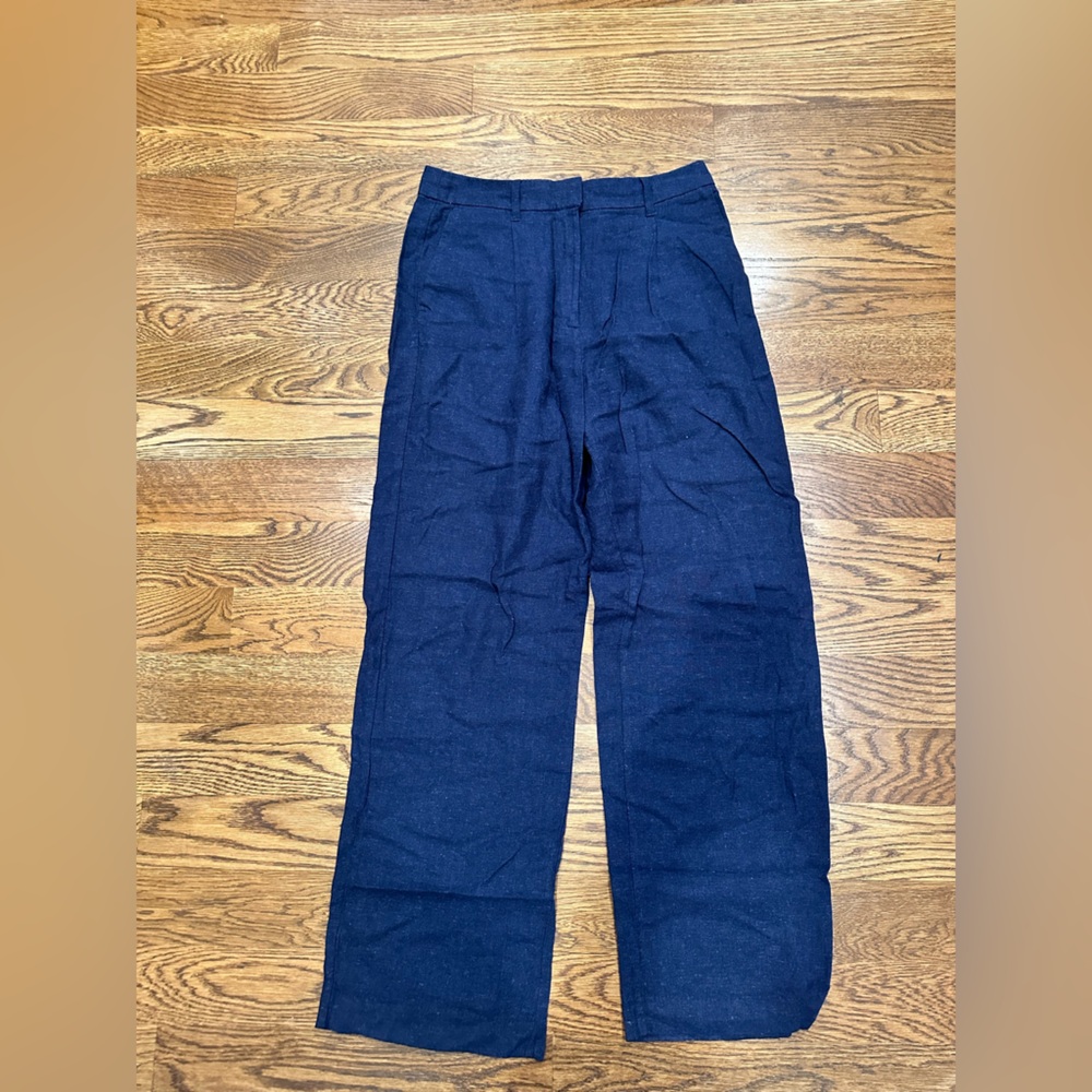 Old Navy Taylor Wide Leg Trouser in Navy Linen